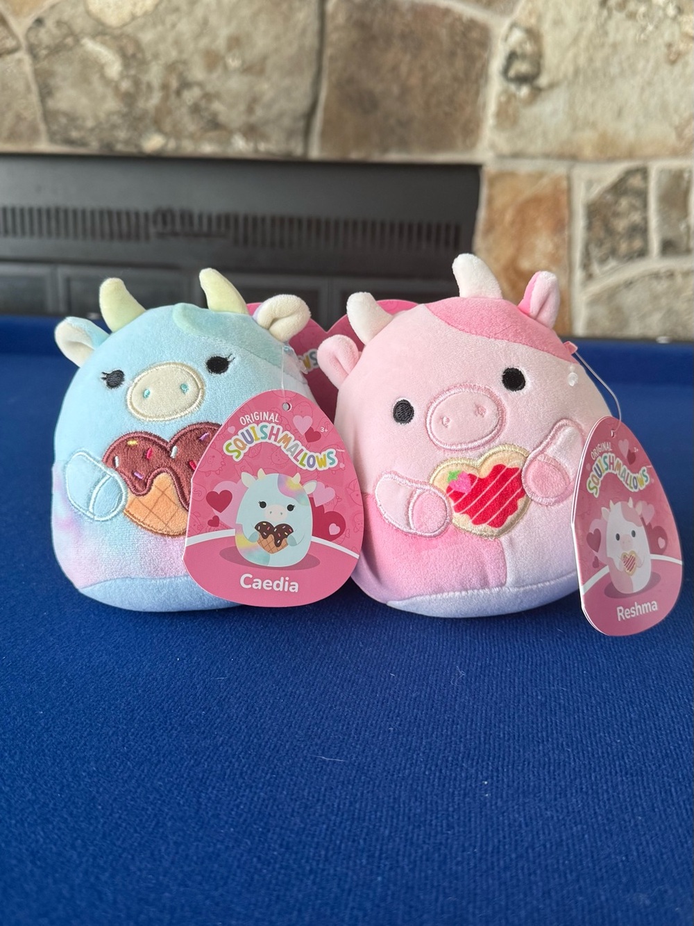 Squishmallows Pink & Blue Valentine Cow and Unicorn Plush Pair
